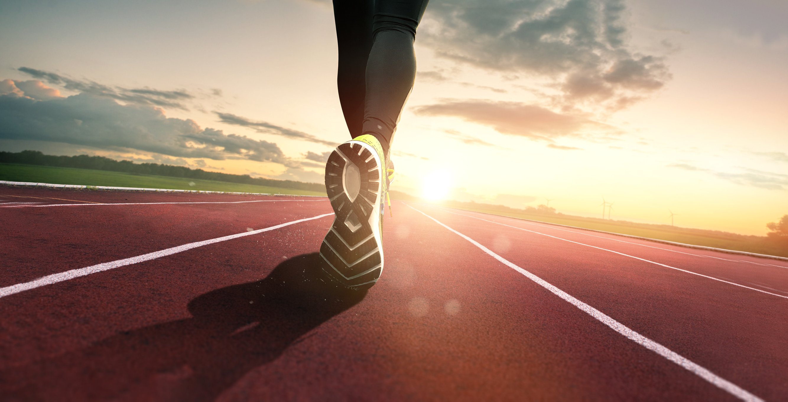 Jogging on a running track